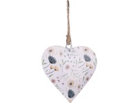 Závěs kov 80x5x70 mm srdíčko s květy, bílá